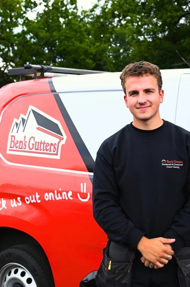 our gutter cleaner in Northumberland standing by company vehicle